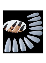 La Perla Tech Long Stiletto Sharp False Nails Natural Claw Full Cover, 10 Size, 500 Pieces, Beige