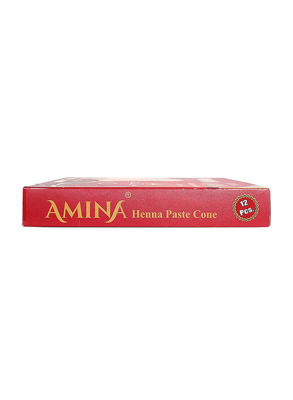 Amina Organic Natural Instant Henna Herbal Mehndi Cone, 12 Pieces, Cherry Red, Red