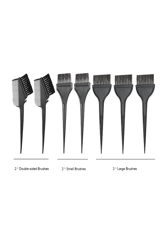 Hair Coloring Brush Set, 7 Pieces, Black