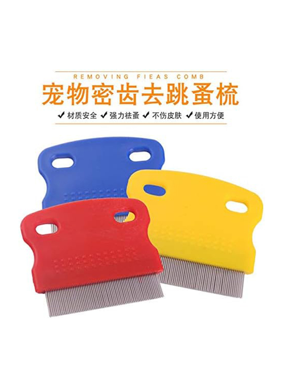 6.5 x 5.5cm Stainless Steel Dense Teeth Flea Comb for Dog & Cat, Assorted