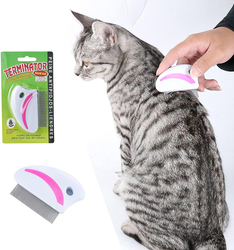 Pet Grooming Brooch Stainless Steel Casing Pin Fleas Comb Plus Hoodie for Cat, White