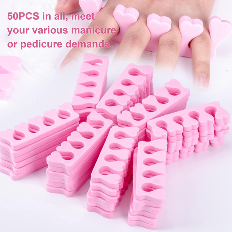 La Perla Tech Soft Sponge Finger Toe Separator, 50 Pieces, Pink