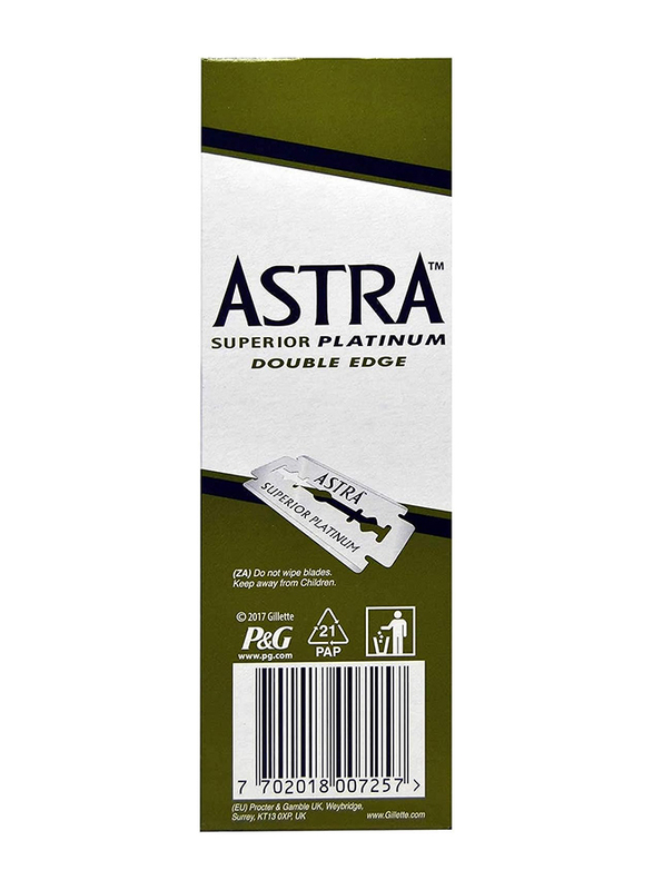 Astra Superior Platinum Double Edge Shaving Razor Blades, 100 Pieces