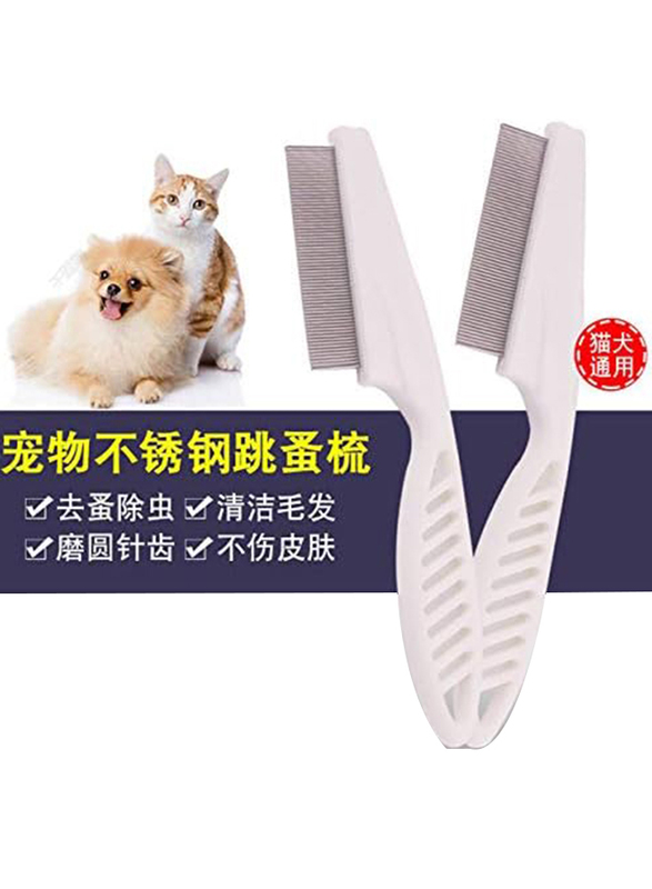 Pet Ultra Dense Needle Flea Comb Brush for Cats & Dog, Large, White