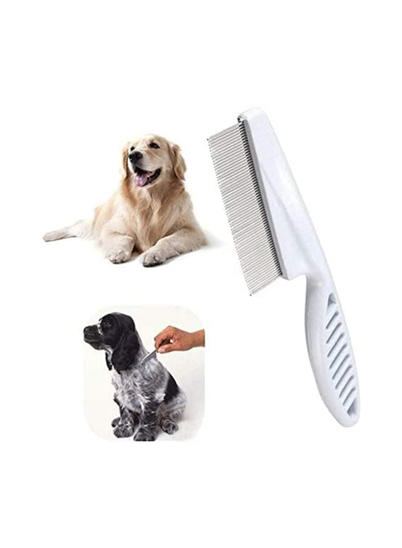 Stainless Steel Pin Pet Grooming Tool Flea Lice Removal Comb for Dogs & Cats, White