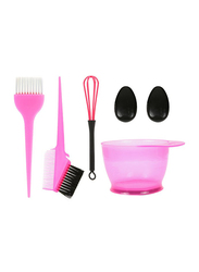 Hair Dye Color Brush and Bowl Set, 5 Pieces, Pink/Black