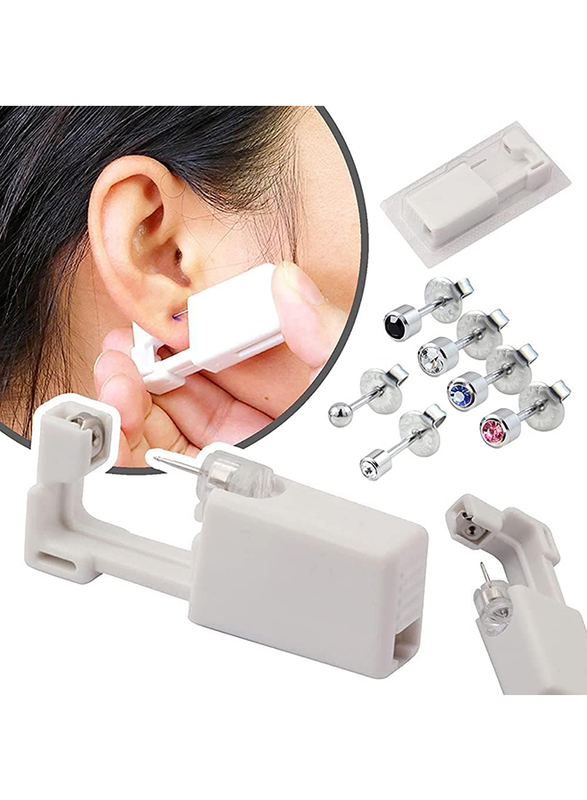 Disposable Safe Sterile Ear and Nose Piercing Gun, White