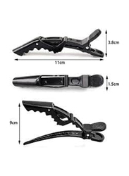 La Perla Tech Alligator Design Crocodile Hair Clips for Styling Sectioning with Wide Teeth & Anti Slip, 12 Pieces, Black