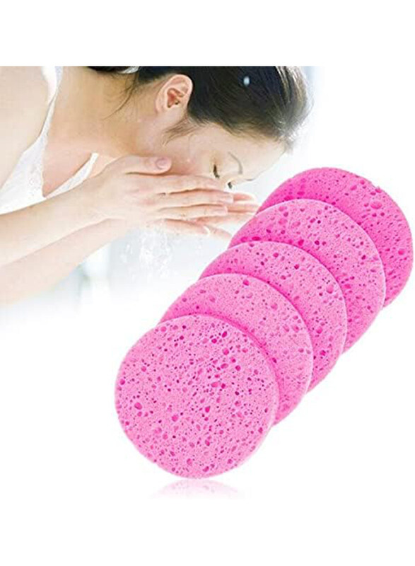 Facial Cleansing Sponge, 5 Pieces, Pink