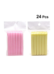Ultnice Compressed Facial Cleansing Makeup Removal Sponge Sticks, 24 Pieces, Pink/Yellow