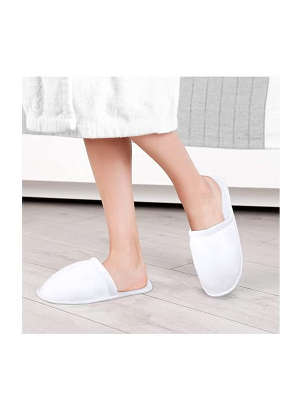 La Perla Tech Disposable Spa Fluffy Slippers, 6 Pairs, White