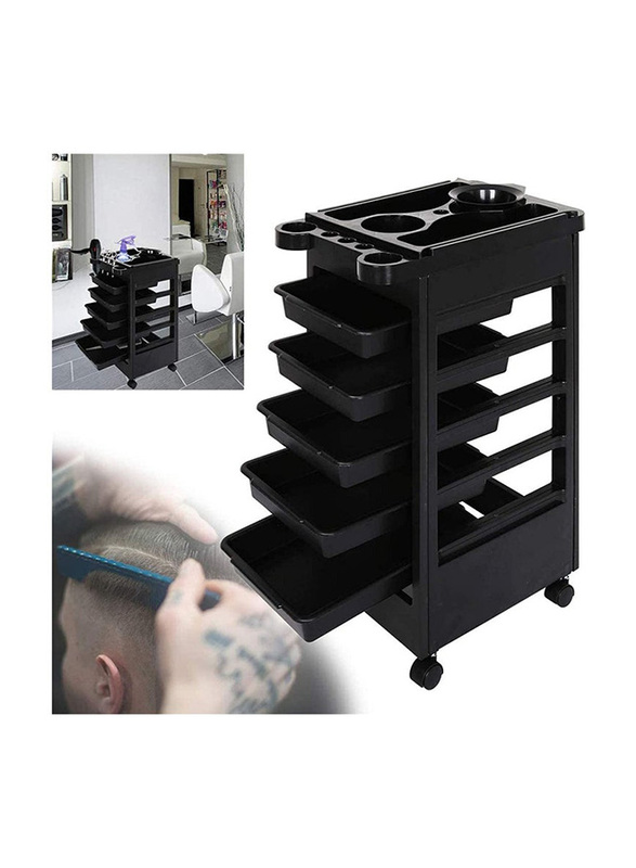 La Perla Tech 5 Drawer Salon Barber Hairdressing Trolley, Black