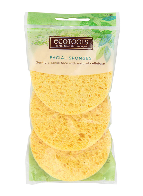 Ecotools, Cellulose Facial Sponge, 3 Pieces, Yellow