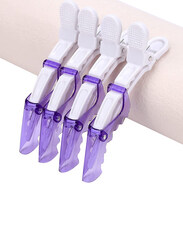 La Perla Tech Crocodile Hair Clips for Styling Sectioning with Wide Teeth & Anti Slip, White/Purple, 6 Pieces