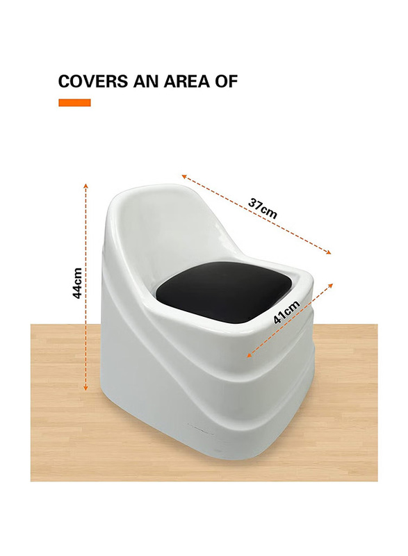 La Perla Tech Ceramic Stool Chair Mani/Pedi Heavy-Duty Rolling Chair with Back Rest, White