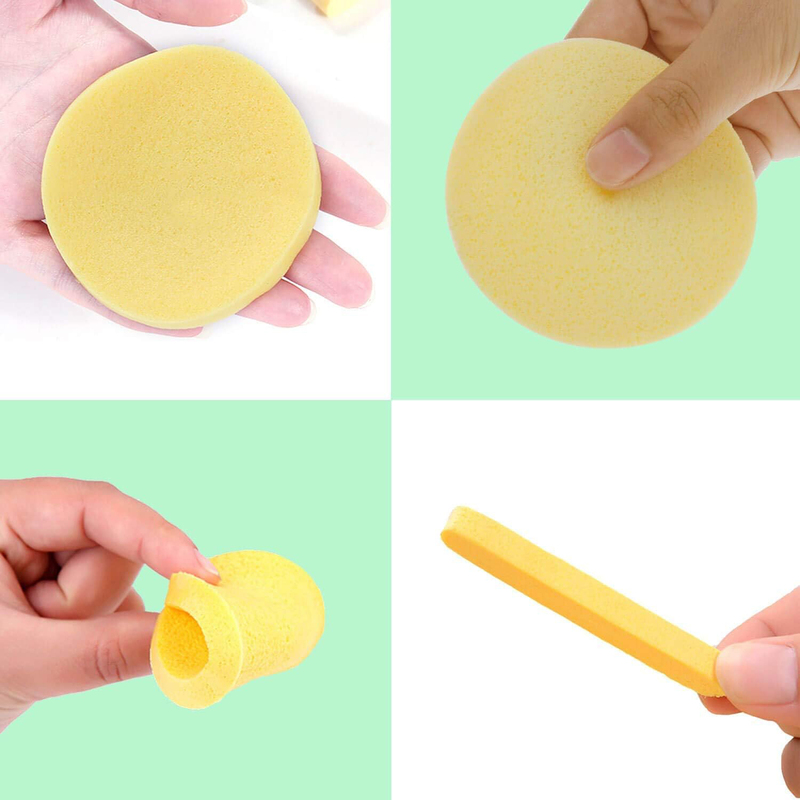 I.E Compressed Facial Sponges Sticks Round Face Sponge Pads, Yellow
