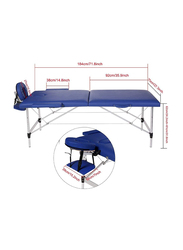 Aluminum Alloy Solid Wood Frame Foldable Portable High Density Sponge Massage Bed Table, Blue/White