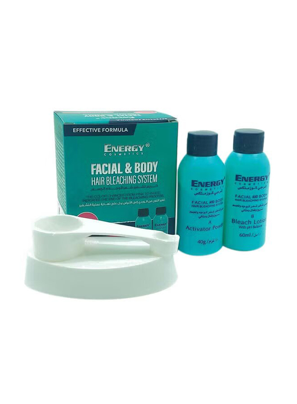 Energy Cosmetics Facial & Body Hair Bleaching System Kit, 100ml