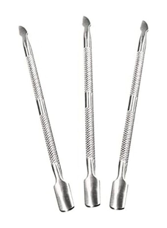 Professional Stainless Steel Nail Cuticle Pusher, 3 Pieces, Silver