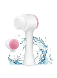 La Perla Tech 2-in-1 Manual Facial Cleansing Brush, Pink/White