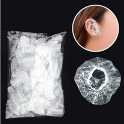 Disposable Waterproof Ear Protectors Covers for Hair Dye Shower Bathing Salon, Clear, 100-Piece