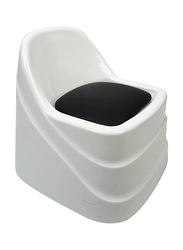 La Perla Tech Ceramic Stool Chair Mani/Pedi Heavy-Duty Rolling Chair with Back Rest, White