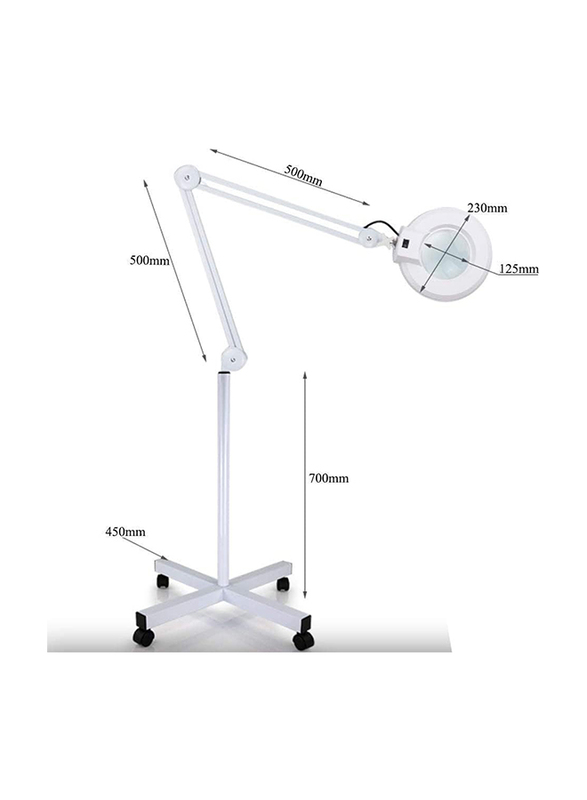 La Perla Tech Magnifying Glass Lamp Light with Stand for Beauty Salon SPA, White