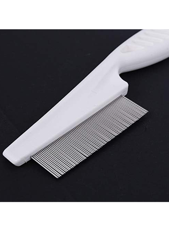 0.5mm Stainless Steel Pin Pitch Fleas Lice Clean Comb for Dog & Cat, Big, White