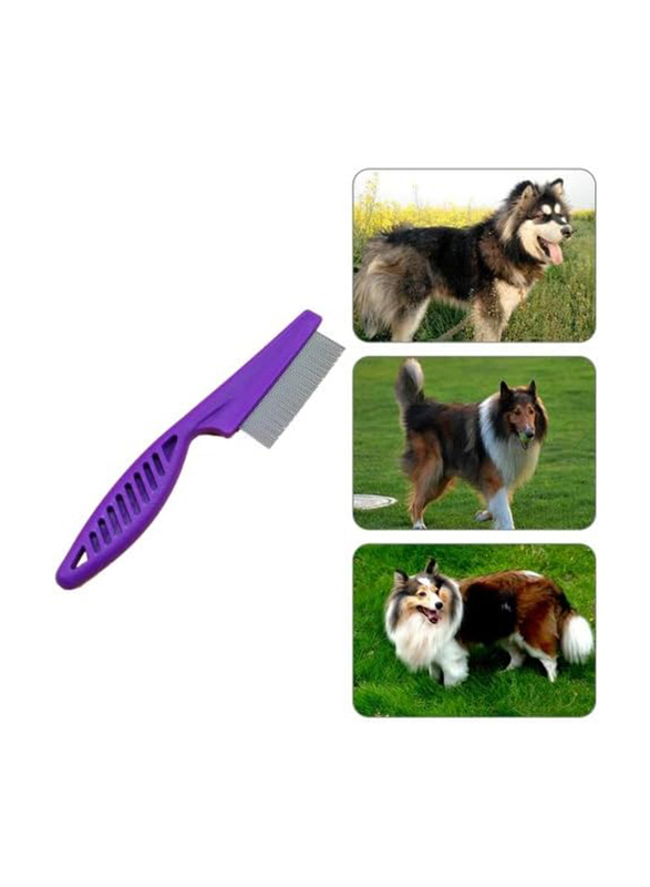 14cm Fine Toothed Stainless Steel Needle Fleas Removal Combs for Dog & Cat, 5 Pieces, Purple