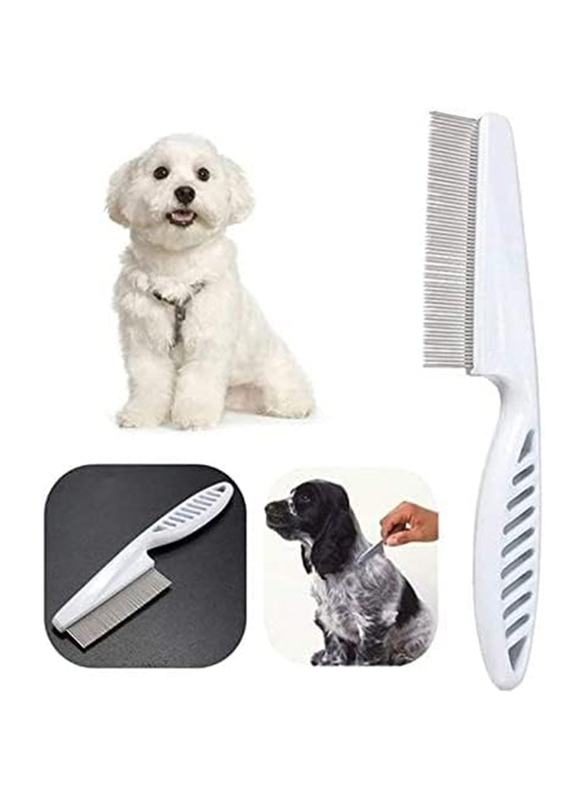 Stainless Steel Pin Pet Grooming Tool Flea Lice Removal Comb for Dogs & Cats, White