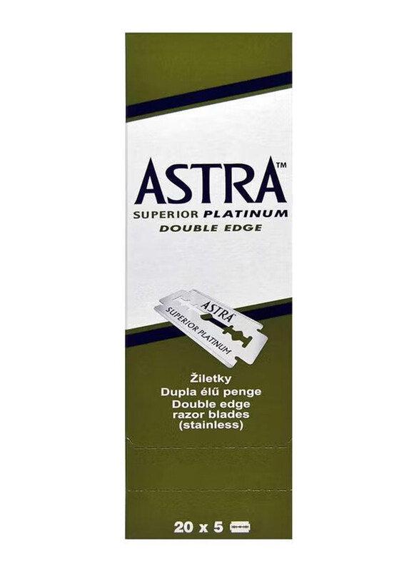 

Astra Superior Platinum Double Edge Shaving Razor Blades, 100 Pieces, Silver