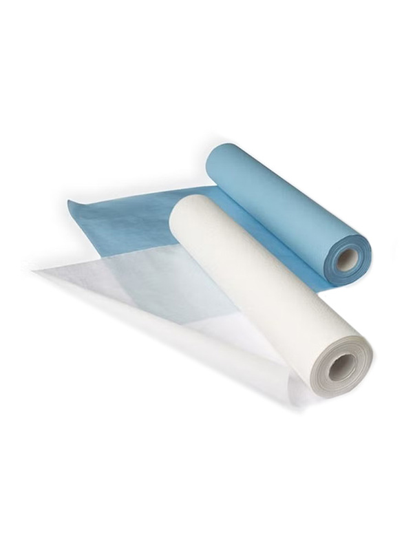La Perla Tech Disposable Non-Woven Bed Sheet, 2 Roll, 50 Piece, Blue/White
