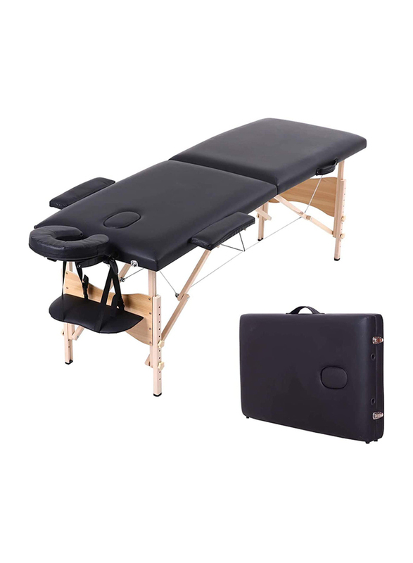 La Perla Tech Portable Spa, Facial Folding Bed & Tattoo Table with Head & Arm Rest, Black