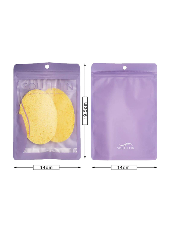 Anself, South Fin Face Cleaning Sponge Puff, 2 Pieces, Yellow