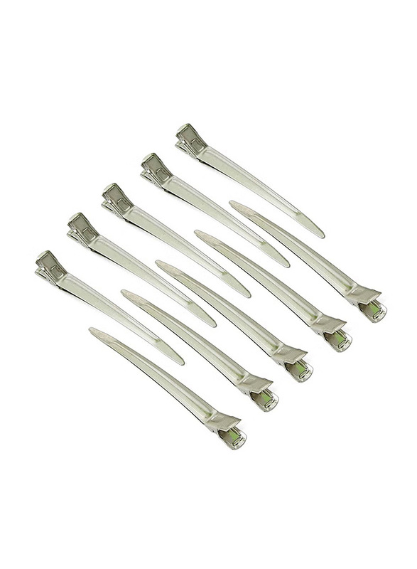 Onetech Metal Hair Clips, Silver, 10 Pieces