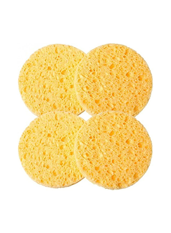 La Perla Tech Cleansing Round Facial Sponges, 12 Pieces, Yellow