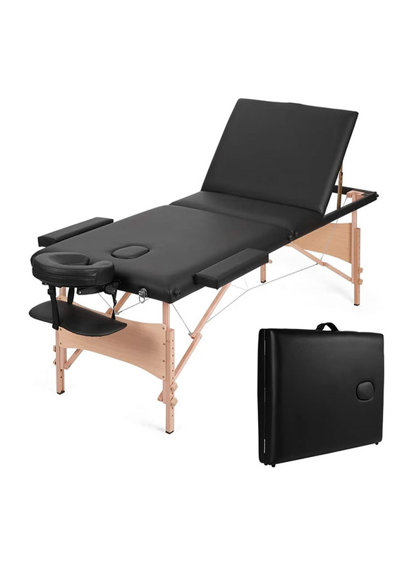 La Perla Tech New Professional Portable 3 Folding Massage Table, Black