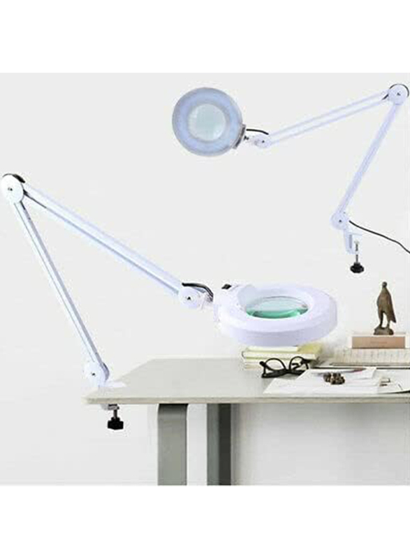 I.E LA PERLA TECH Magnifying Lamp with Clamp, White