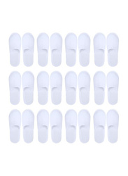 La Perla Tech Disposable Spa Slippers Fluffy Closed Toe Spa Slippers, 12 Pieces, White