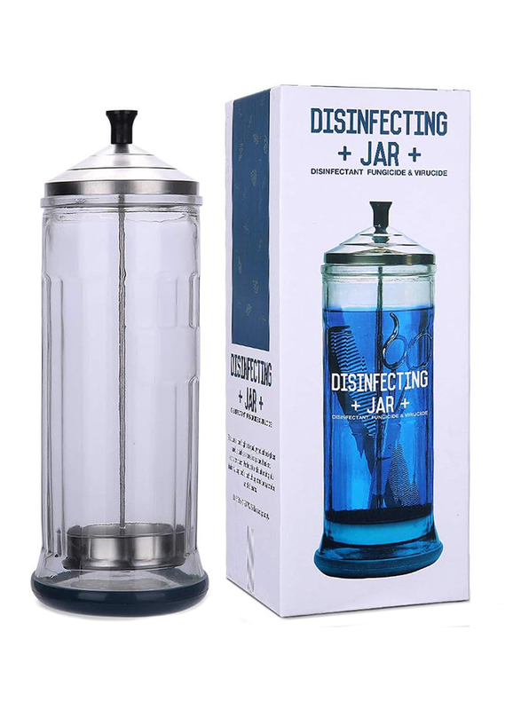 La Perla Tech Salon Disinfecting Jar Removable Basket & Stainless Steel Parts Large Size, Clear