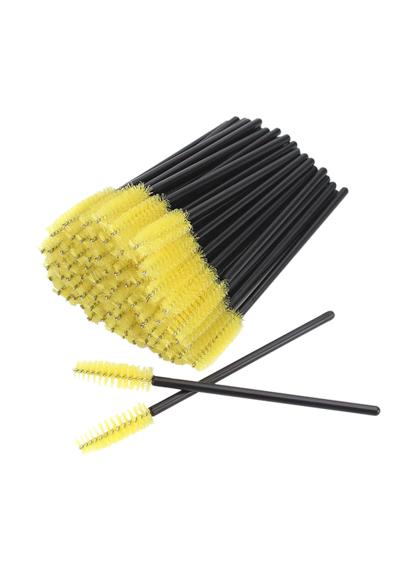 La Perla Tech Disposable Eyelash Brush, 50 Pieces, Black/Yellow