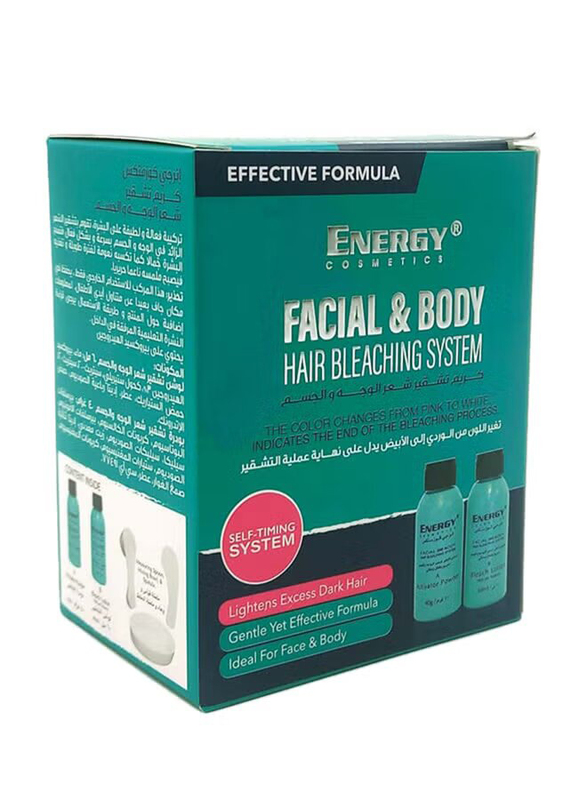 Energy Cosmetics Facial & Body Hair Bleaching System Kit, 100ml