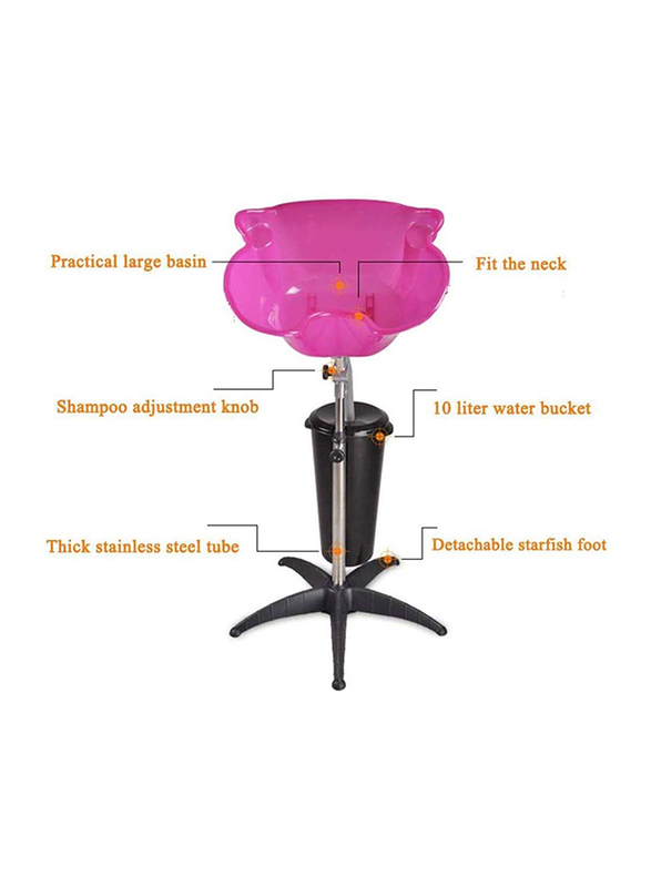 SHKY PP Portable Hair Shampoo Basin with Adjustable Height & Drain Salon and Drainage Tank, Pink