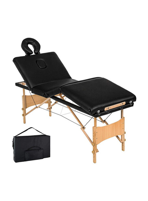 

La Perla Tech Professional 4 Section Luxury Portable Massage Table with Wheeled Carry Case, Black, 1-Piece