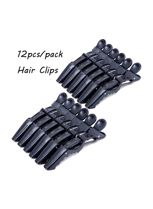 Doubtless Bay Alligator Croc Stylist Hair Clips, Black, 12 Pieces