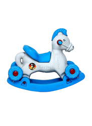 Zartaj Rocking Baghi Horse with Wheels & Seat, Ages 2+, White/Blue