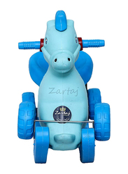 Zartaj Rocking Baghi Horse with Wheels & Seat, Ages 2+, Sky Blue