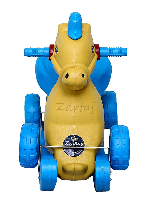 Zartaj Rocking Baghi Horse with Wheels & Seat, Ages 2+, Gold/Blue