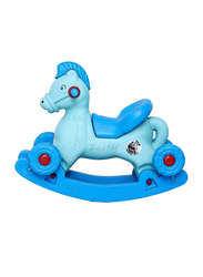 Zartaj Rocking Baghi Horse with Wheels & Seat, Ages 2+, Sky Blue