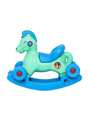 Zartaj Rocking Baghi Horse with Wheels & Seat, Ages 2+, Green/Blue